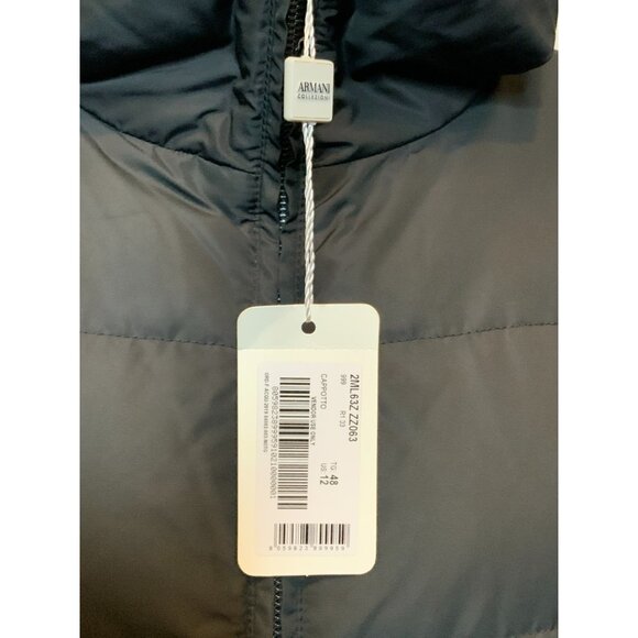 Armani Collezioni Long Black Quilted Down Puffer Coat, Size 12 | 48, NWT! $1,295 - Picture 4 of 12